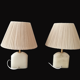 Pair of Art Deco marble alabaster pleated shade table lamps vintage