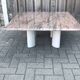 Italian modernist red travertine and metal square coffee table 1970s