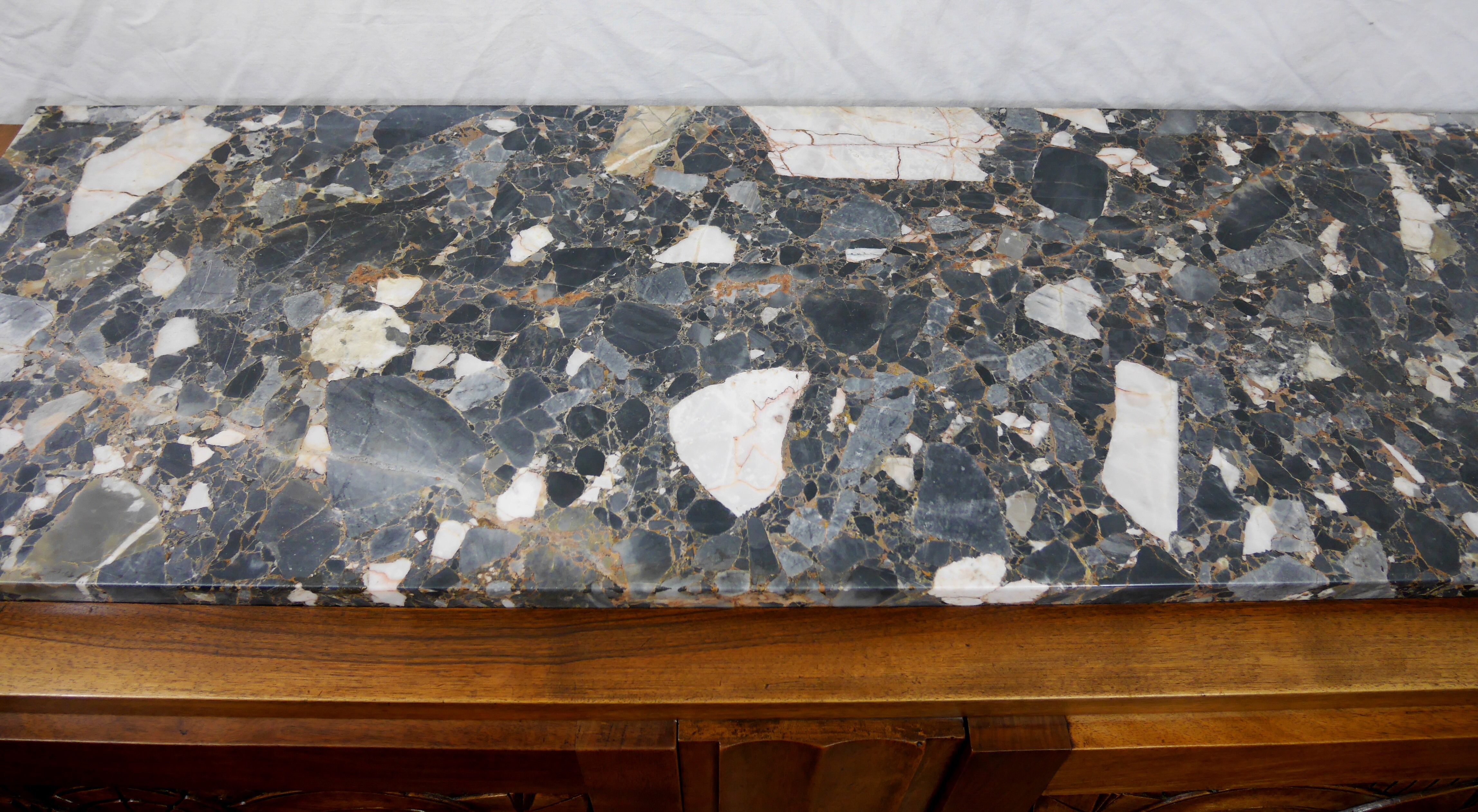 Sideboard art deco 1930 walnut floral pattern