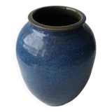 Cobalt blue glazed ceramic vase Signed Monogram NH? - H 21.5cm