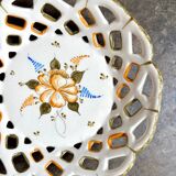 Openwork Moustiers bowl in hand-painted earthenware