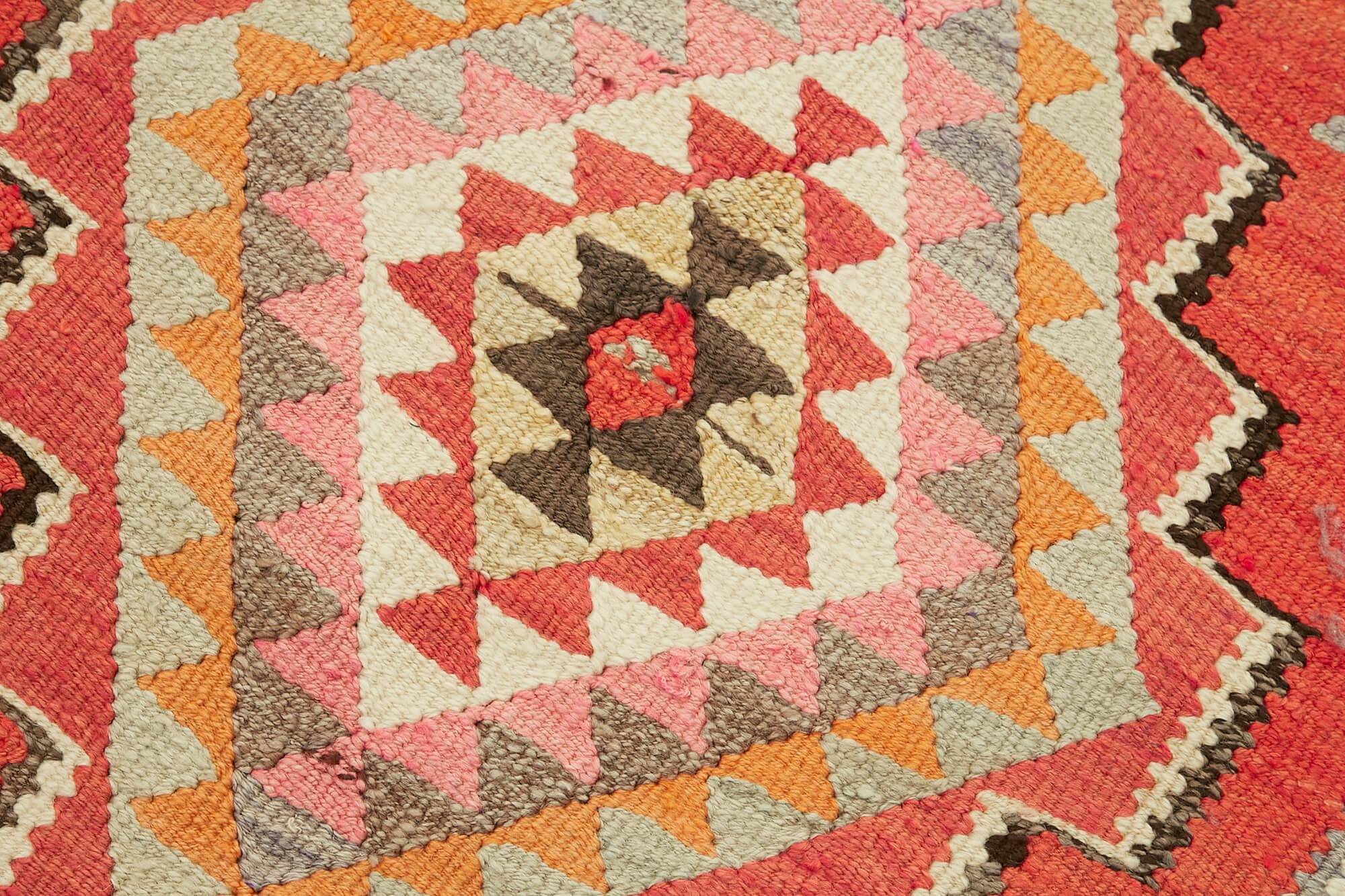 Turkish Handwoven Vintage Herki Kilim 88 cm x 277 cm