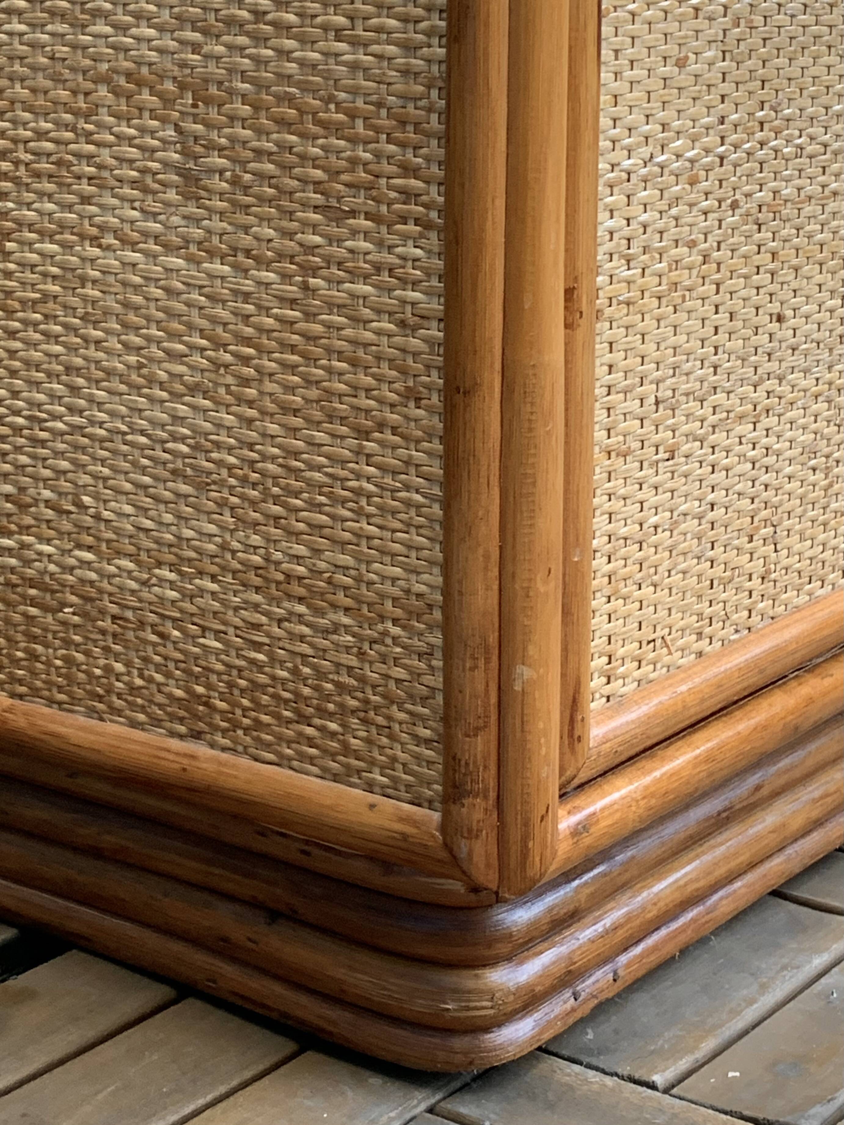 Vintage rattan and woven wicker wardrobe 1970s