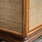 Vintage rattan and woven wicker wardrobe 1970s