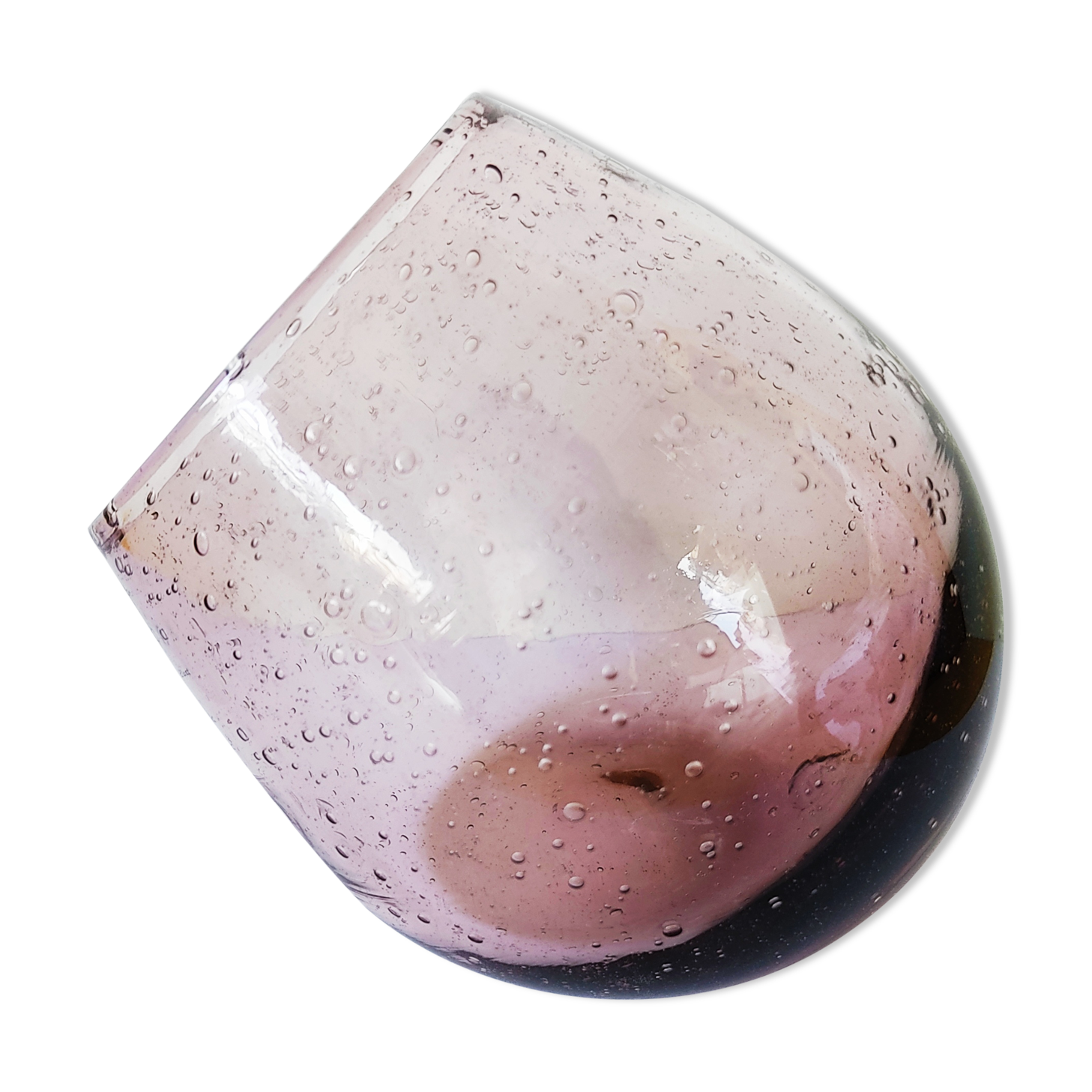 Récipient en verre bullé signé Biot