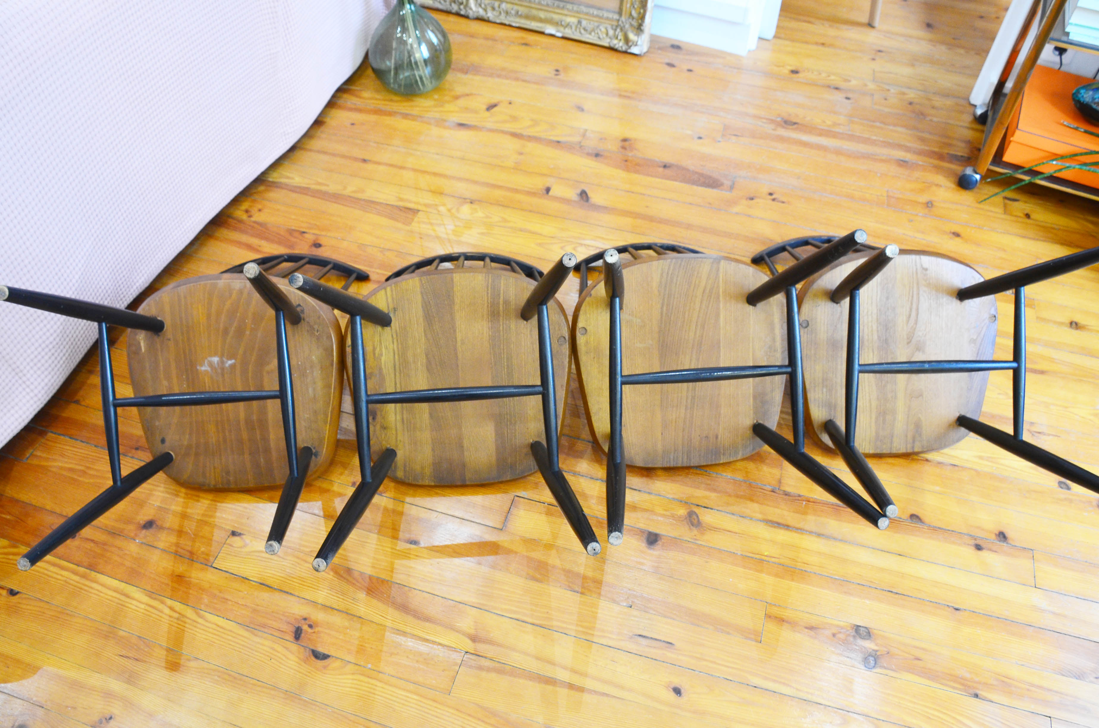 Set of 4 vintage Scandinavian chairs 50s / 60s