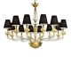 Contemporary Linear Chandelier in Transparent Murano Glass with Gold-Leaf