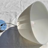 Large SUSPENSION with 3 cables in white glass and chrome large model