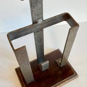 Porte-allumettes de cheminée vintage en fer forgé