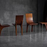 Postmodern Walnut Dining Chairs, Italy, 1980s