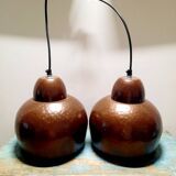 Set of 2 copper-colored metal pendant lights
