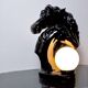 Black ceramic regency "Chevaux" lamp, France, 1980