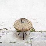 Porte-revues en fer et rotin Italie 1950