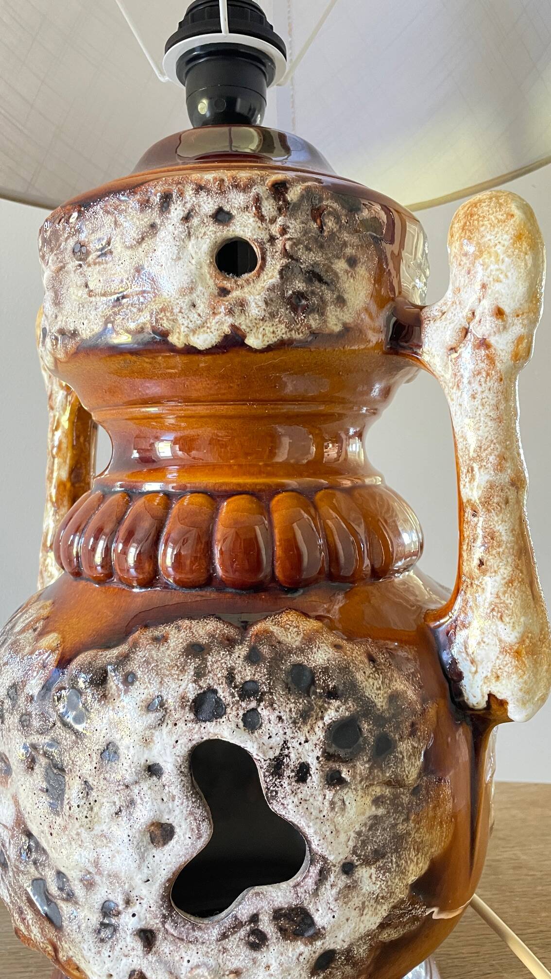 Lamp ceramic fat lava double lighting 70s
