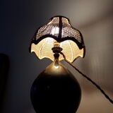 Superb ancient japanese bronze lamp and rattan