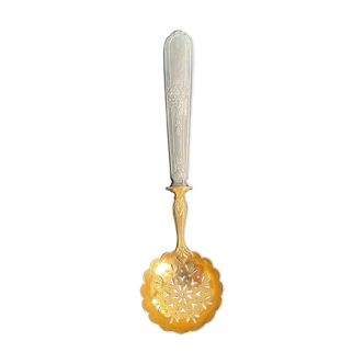 Antique, Spoon, sprinkler, stuffed silver and gold metal, case, A La Gerbe d'Or, Season, Tours,