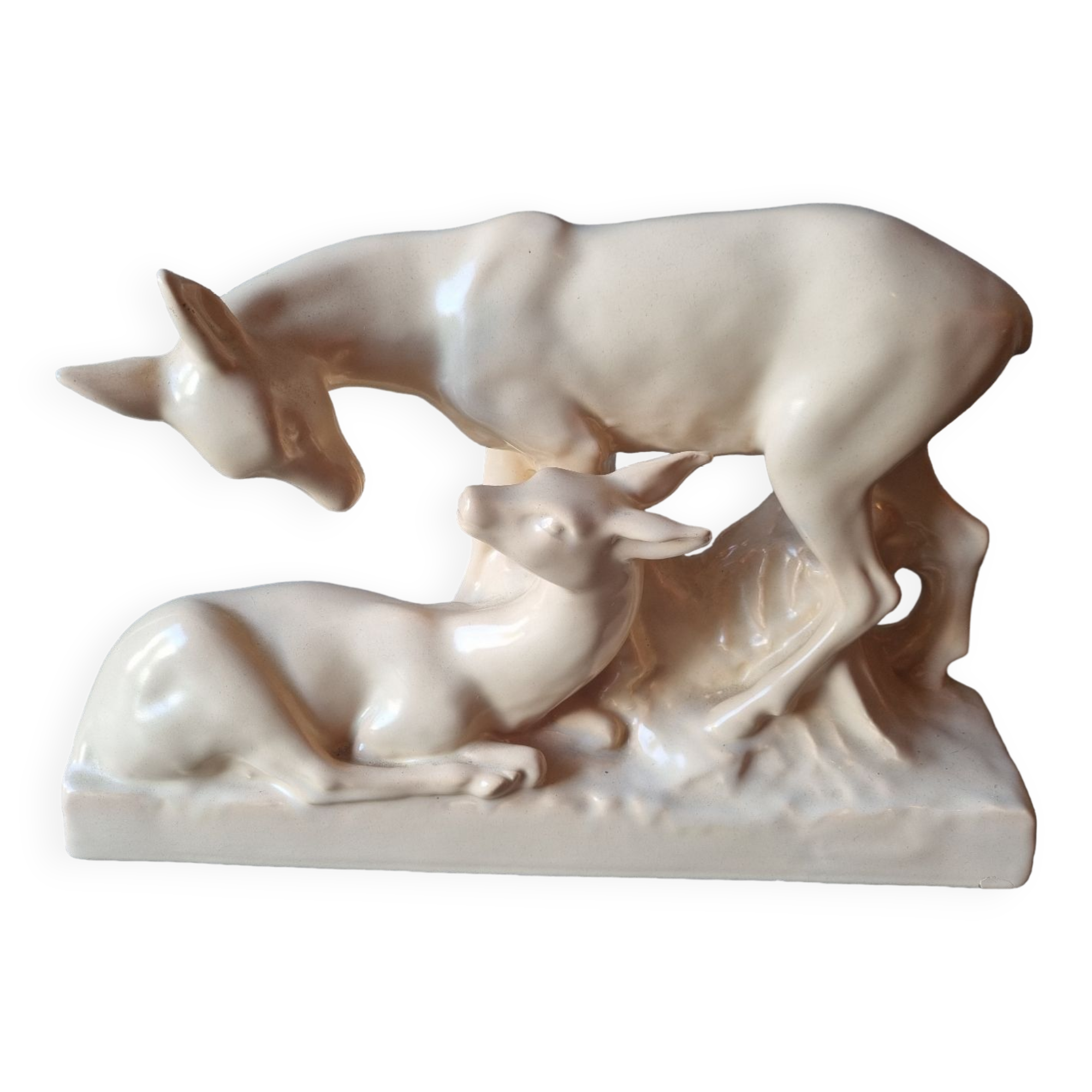 Art Deco deer porcelain statue