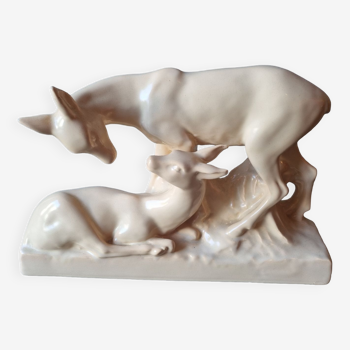 Art Deco deer porcelain statue