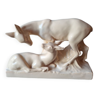 Art Deco deer porcelain statue