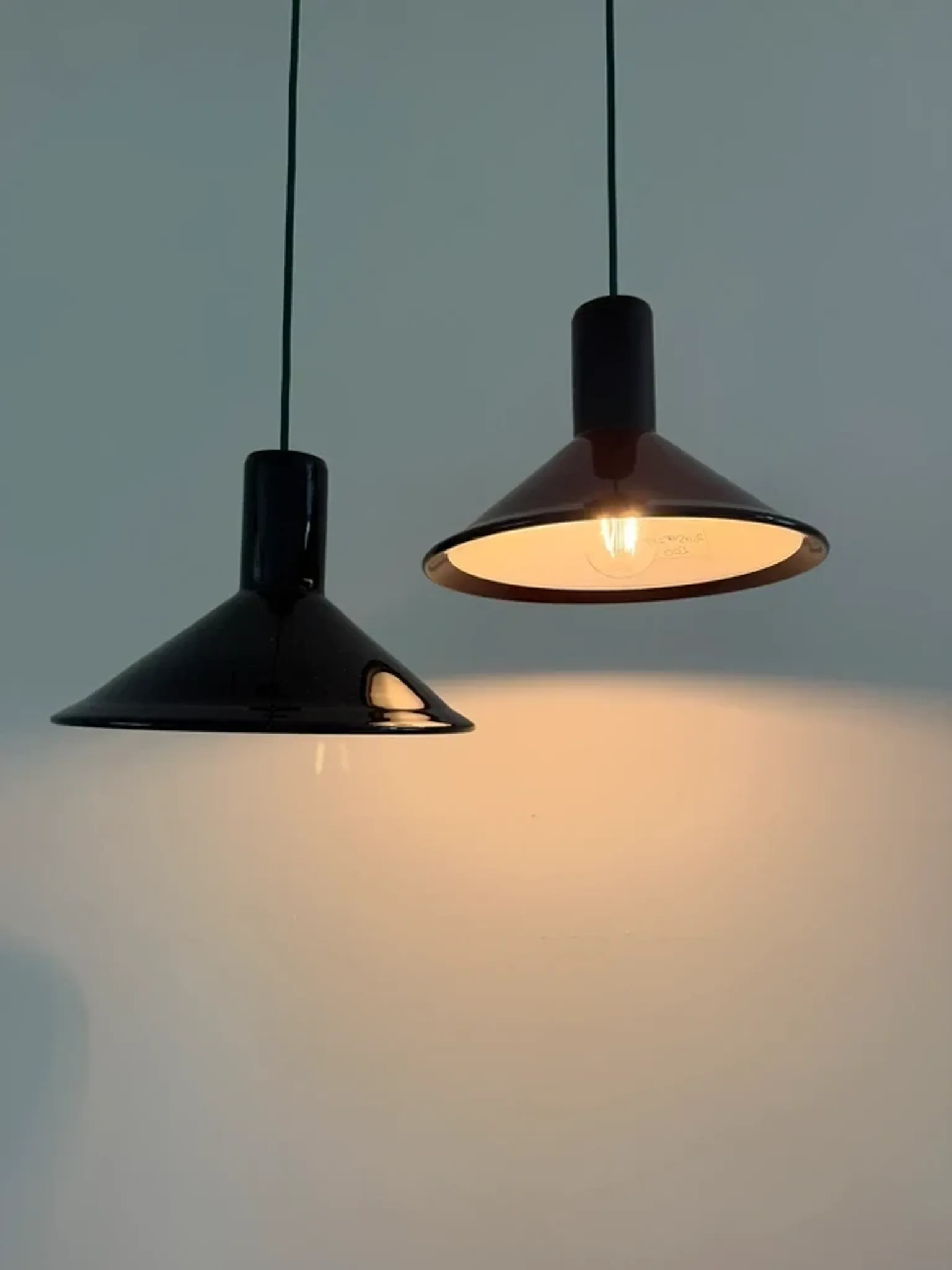 Vintage 2x Holmegaard P&T pendants - Michael Bang - Danish design lamp