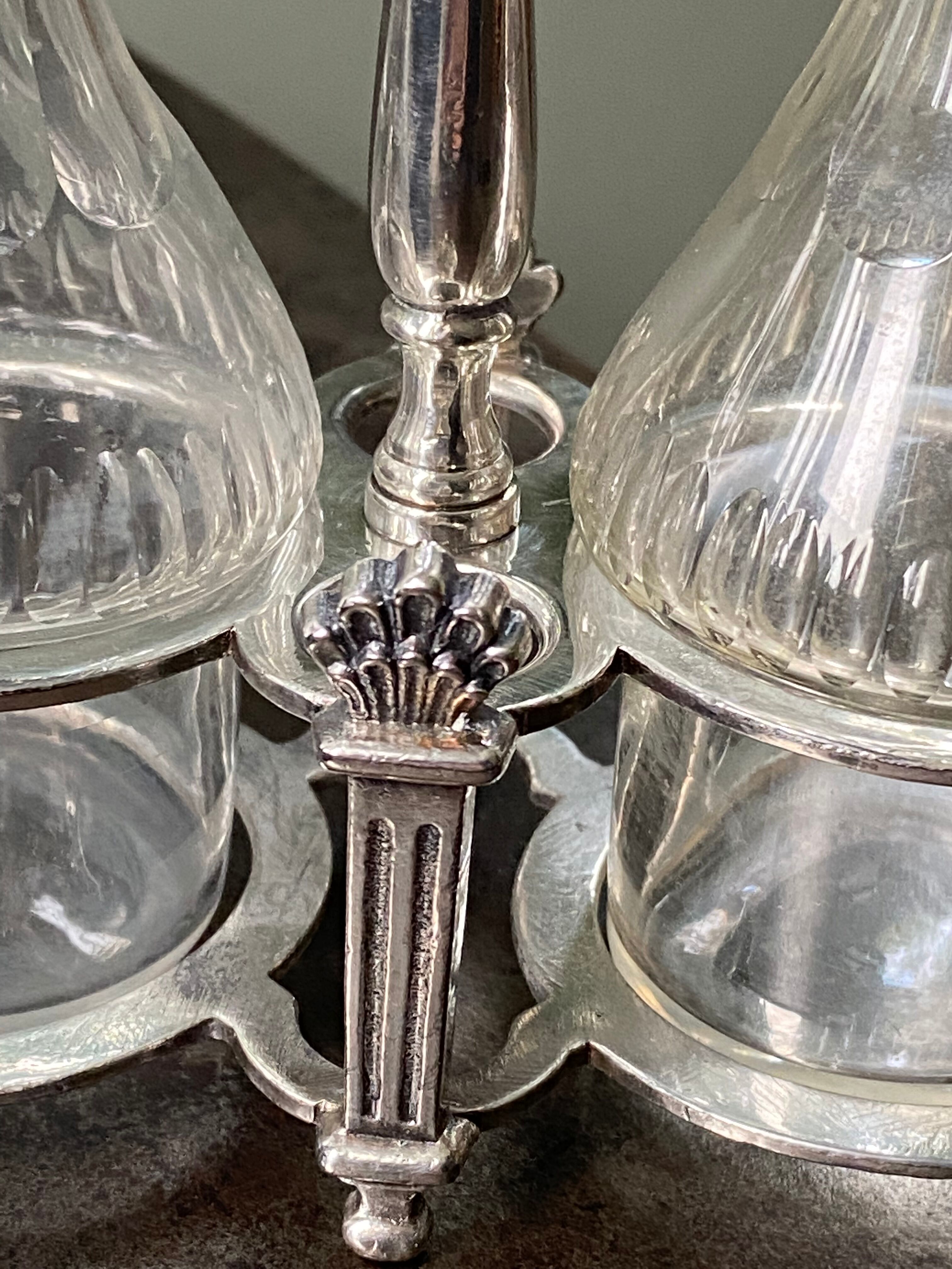 Former servant oil and vinegar silver and cut glass