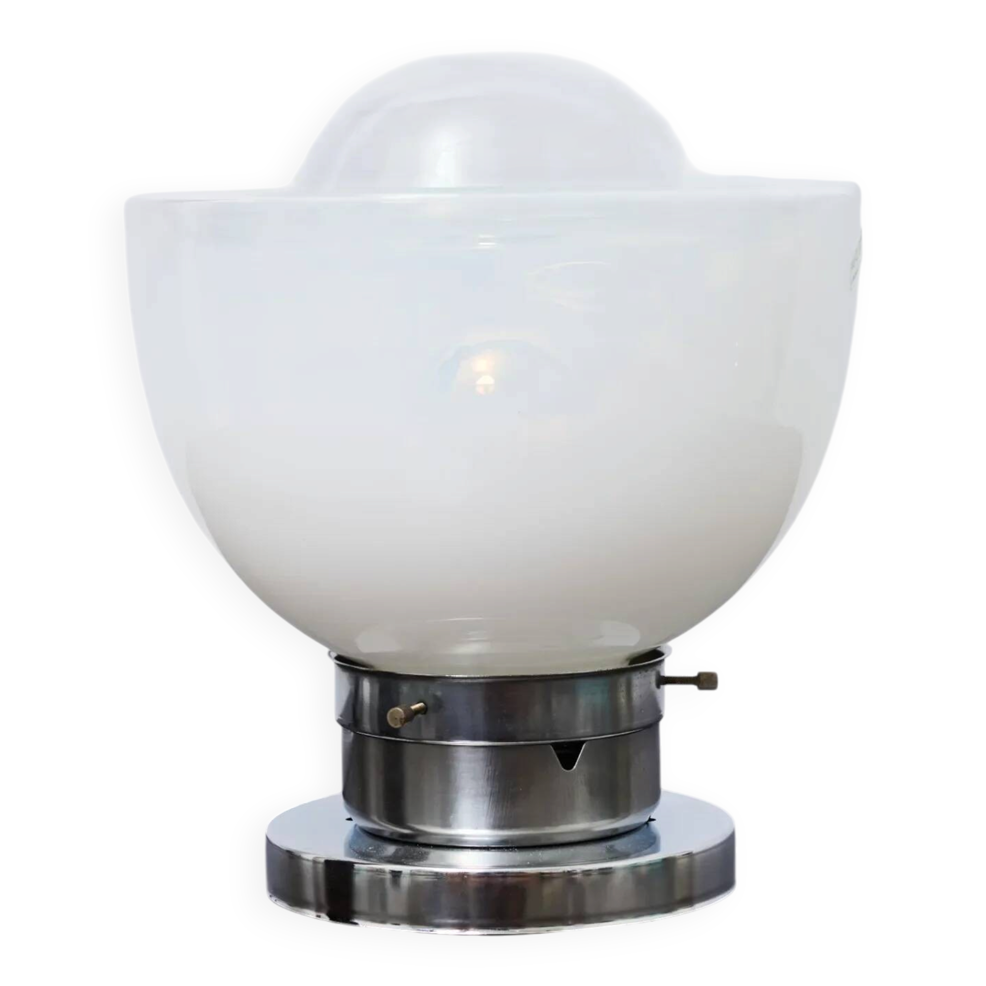Table lamp in transparent white Murano glass, Mazzega, Italy, 1970.