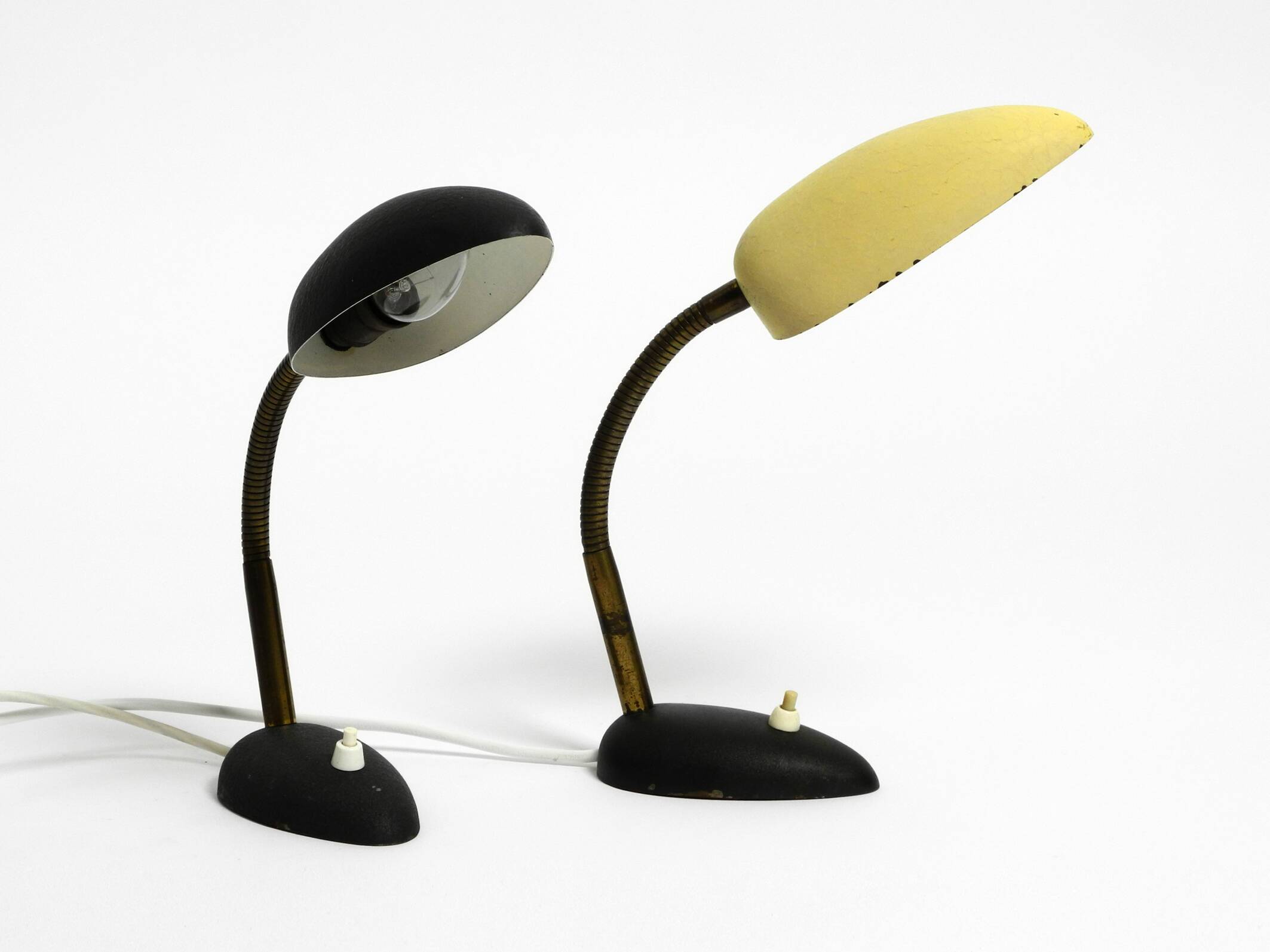 Pair of small 1950s metal table lamps with goosenecks by Gebrüder Cosack