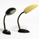 Pair of small 1950s metal table lamps with goosenecks by Gebrüder Cosack