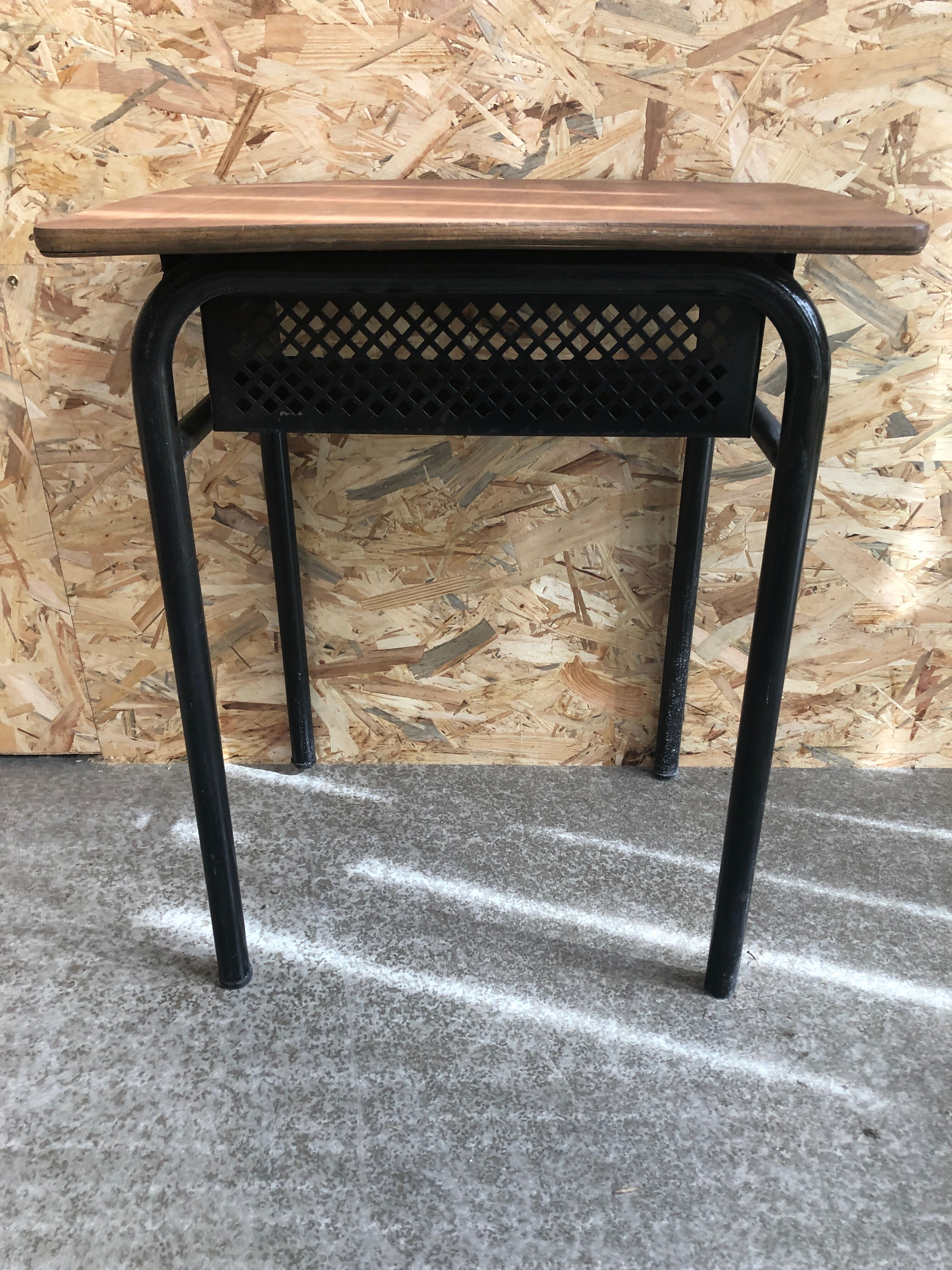 Old desk single desk child metal box + vintage wood tray #6