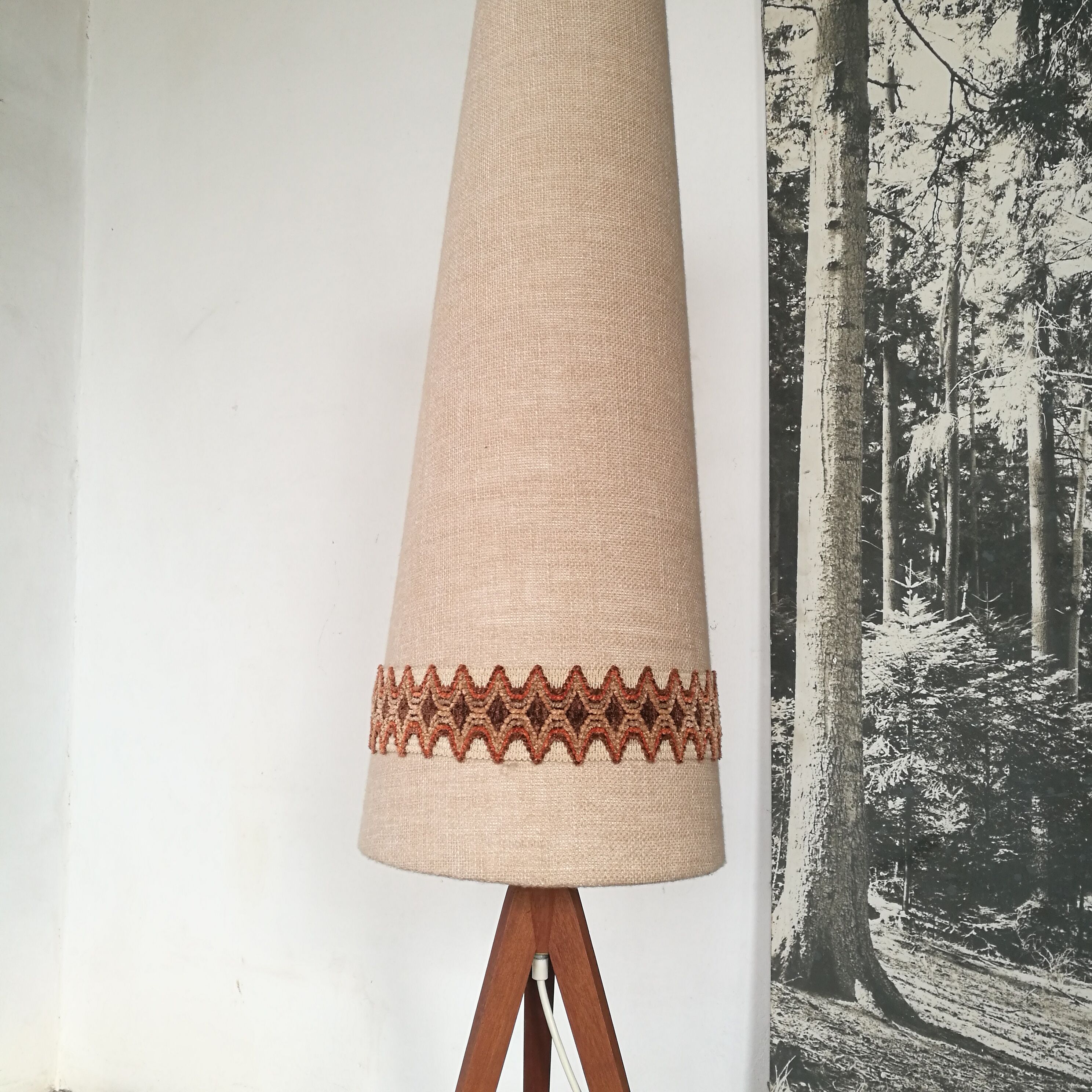 Scandinavian tripod teak lamppost