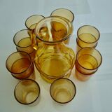 Carafe service and 15 vintage glasses