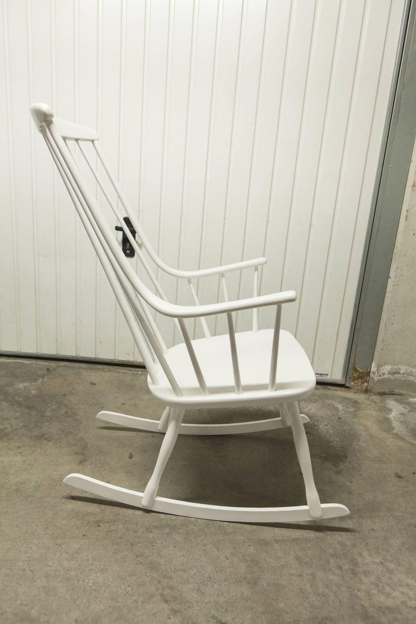 Grandessa rocking chair in white beech by Lena Larsson 1960 for Nesto