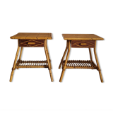 Pair of vintage rattan bedside tables