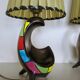 Pair of ceramic tripod lamps from the 50s
