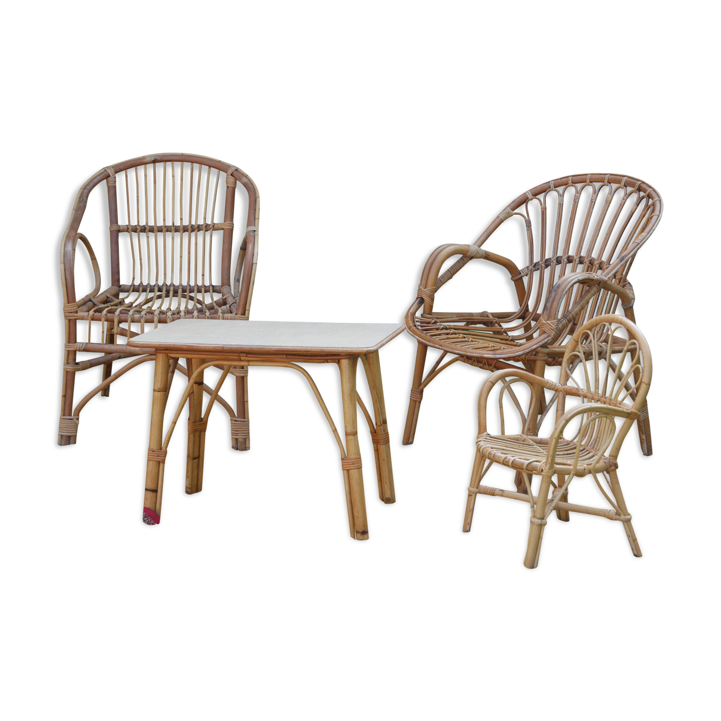 4-piece rattan lounge set