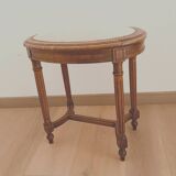 Louis XVI style stool in stained beech with velvet seat. 20th century.