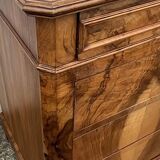 Chest of drawers in walnut and burr walnut, late 19th century, 4 drawers