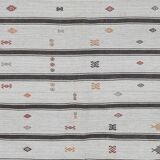 Vintage undyed wool goat hair turkish kilim rug 5' x 6'11''