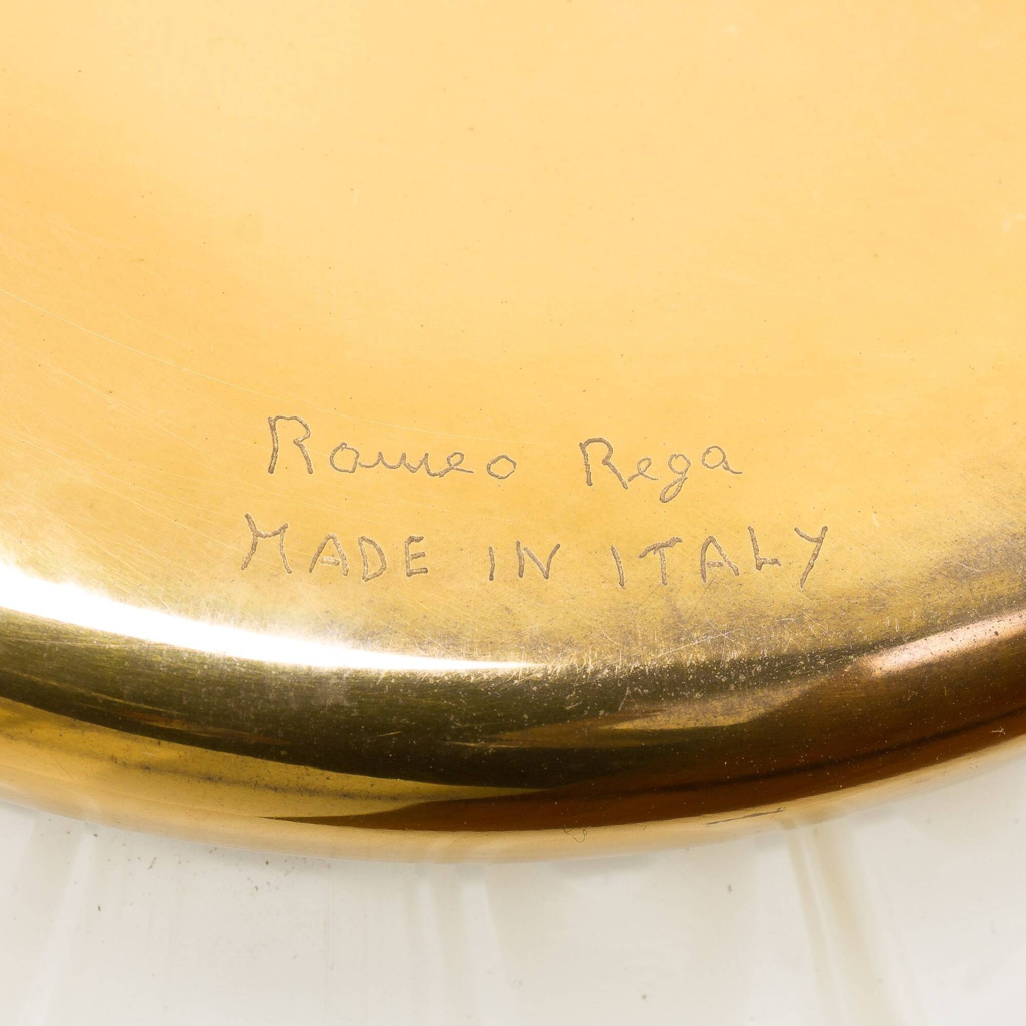 Rare Romeo Rega Murano glass and brass lamp, Italy 1980s