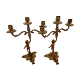 Set of 2 candlesticks-Theme cherubs