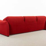 Maralunga 3-seater Sofa red by Vico Magistretti for Cassina, Italy