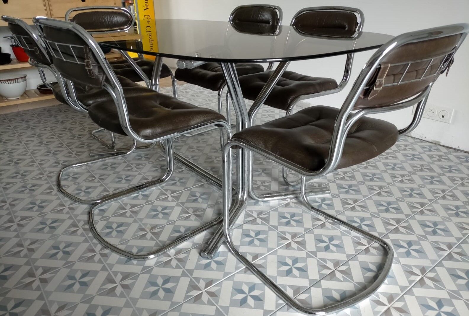 Vintage design glass table