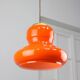 Lampe à suspension italienne du milieu du siècle en verre orange et laiton