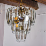 Black Veca chandelier 3 levels, Murano glass, Italy, 1970