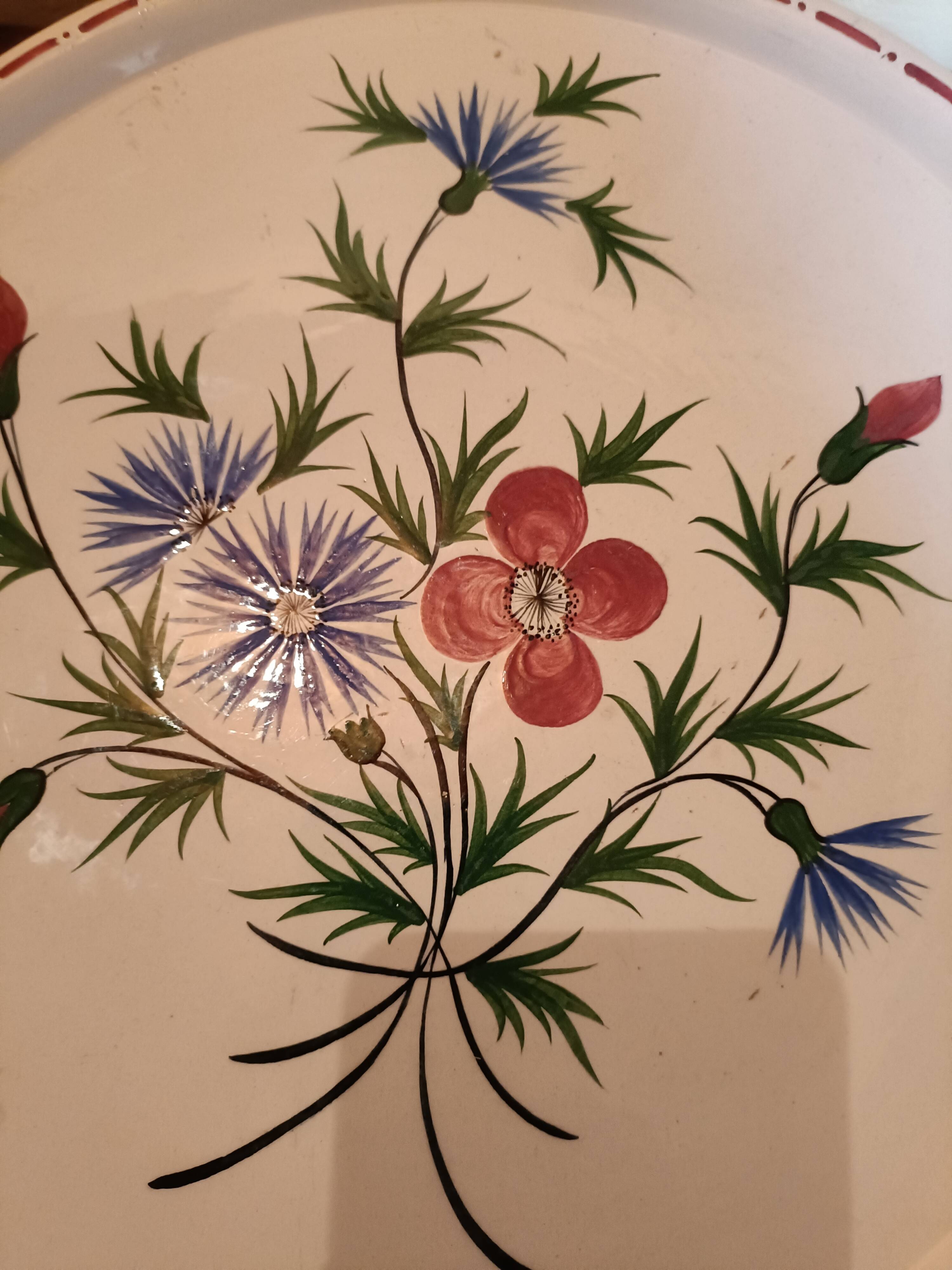 Plat à tarte faïence de Desvres, décor fait main