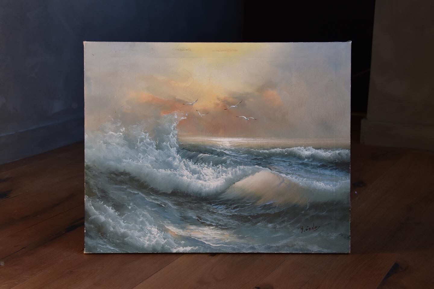 Oil on canvas sea