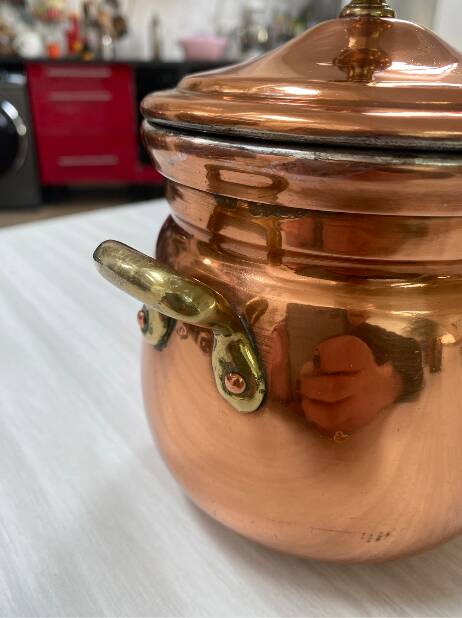 Antique solid tin-plated copper set – French manufacture – Gaillard