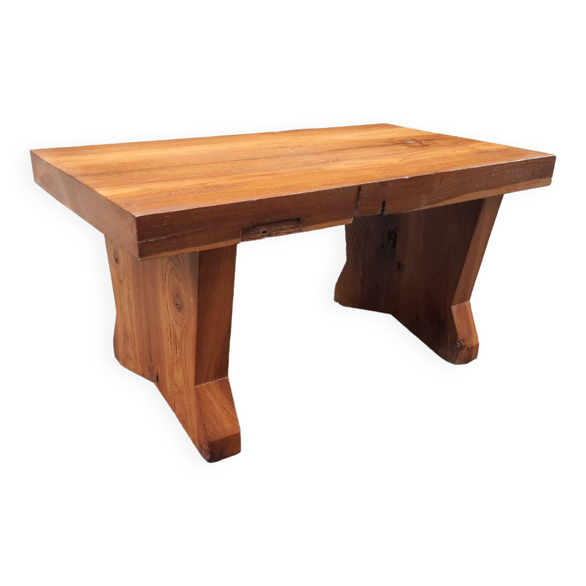 Table basse brutaliste chêne massif