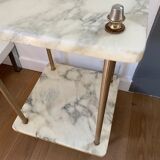 Marble and brass sofa pedestal table