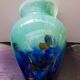 Ancien vase cristallerie la rochere multicouche vert & bleu vintage